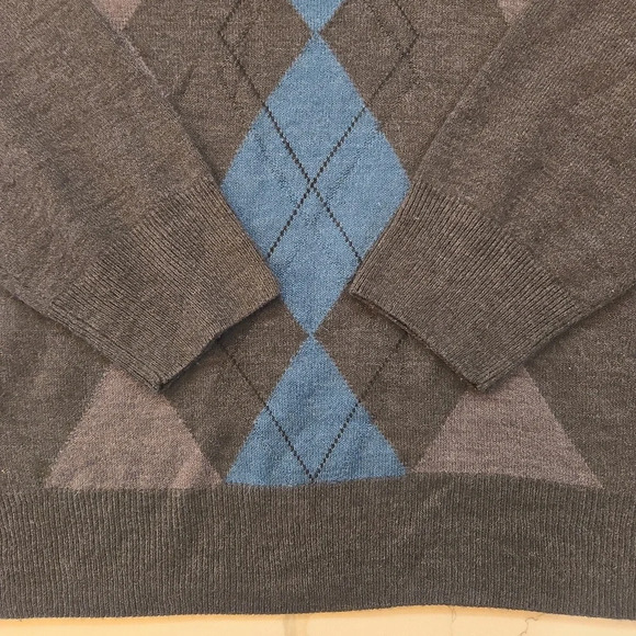 Dockers Mens Argyle Diamond Crewneck Long Sleeve Knit Sweater Size XL Gray Blue - Picture 2 of 11